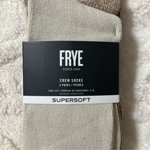 FRYE 3 Pk Beige Brown Super Soft Basic Marled Crew Socks - Picture 5 of 8